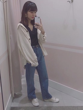 「へザー」｜「アイテム（スニーカー）」を使った、ariさん（レディース・158cm）の春コーディネート