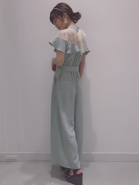 「二次会」｜「アイテム（オールインワン・サロペット）」を使った、ariさん（レディース・158cm）の春コーディネート