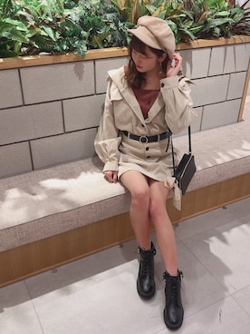 「へザー」｜「アイテム（その他アウター）」を使った、ariさん（レディース・158cm）の秋コーディネート
