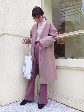 「BAYFLOW(BAYFLOW)」｜「アイテム（スラックス）」を使った、ariさん（レディース・158cm）の冬コーディネート