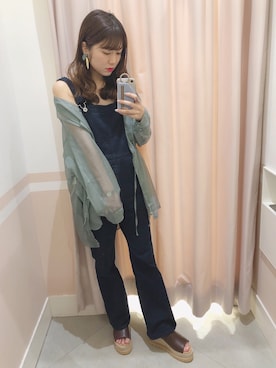 「Heather（ヘザー）のアイテム（サロペット/オーバーオール）」を使った、ariさん（レディース・158cm）の春コーディネート