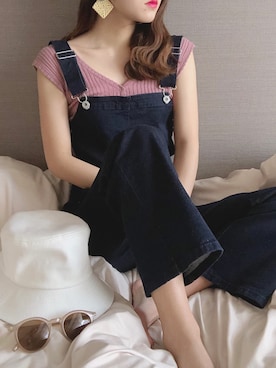 「Heather（ヘザー）のアイテム（サロペット/オーバーオール）」を使った、ariさん（レディース・158cm）の春コーディネート
