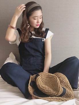 「Heather（ヘザー）のアイテム（サロペット/オーバーオール）」を使った、ariさん（レディース・158cm）の春コーディネート
