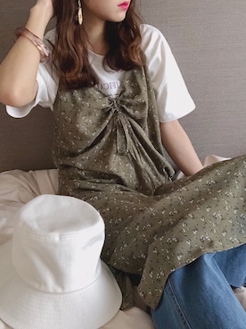 「へザー」｜「アイテム（帽子）」を使った、ariさん（レディース・158cm）の春コーディネート