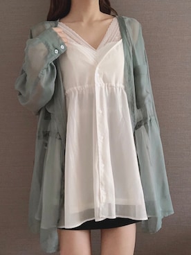 「Heather（ヘザー）のサイドスリットスケチュニックシャツ　885763（シャツ/ブラウス）」を使った、ariさん（レディース・158cm）の春コーディネート