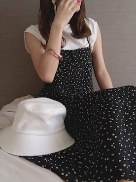 「へザー」｜「アイテム（帽子）」を使った、ariさん（レディース・158cm）の春コーディネート