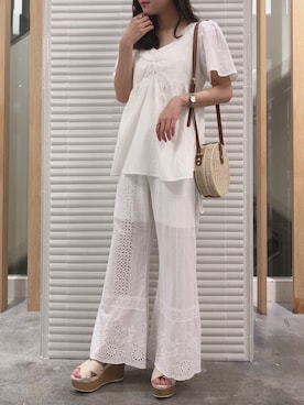 「コットンレース」｜ariさん（レディース・158cm）の春コーディネート