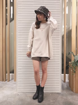 「へザー」｜「アイテム（帽子）」を使った、ariさん（レディース・158cm）の秋コーディネート
