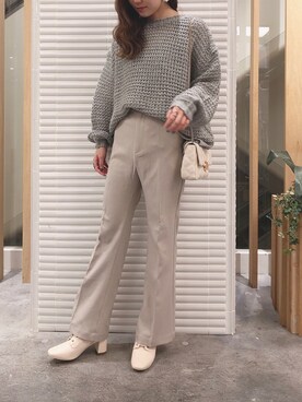 「へザー」｜「アイテム（スラックス）」を使った、ariさん（レディース・158cm）の秋コーディネート
