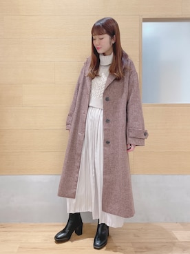 「へザー」｜「アイテム（チェスターコート）」を使った、ariさん（レディース・158cm）の冬コーディネート