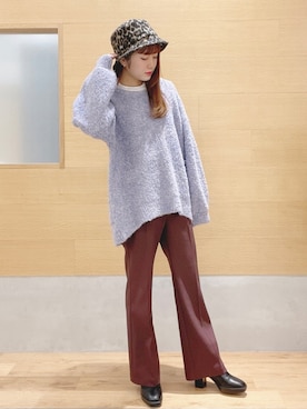 「へザー」｜「アイテム（スラックス）」を使った、ariさん（レディース・158cm）の冬コーディネート