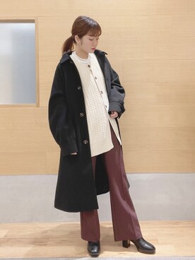 「Heather（ヘザー）のアイテム（ステンカラーコート）」を使った、ariさん（レディース・158cm）の冬コーディネート