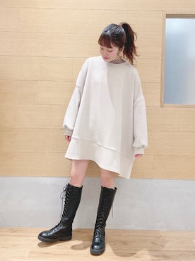 「へザー」｜「アイテム（スウェット）」を使った、ariさん（レディース・158cm）の冬コーディネート