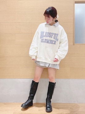 「へザー」｜「アイテム（スウェット）」を使った、ariさん（レディース・158cm）の冬コーディネート