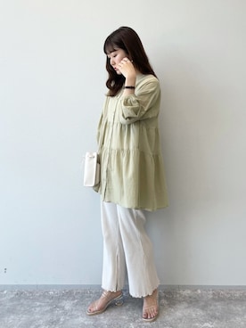 「ピスタチオ」｜「アイテム（スウェットパンツ）」を使った、ariさん（レディース・158cm）の春コーディネート
