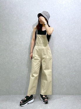 「Heather（ヘザー）のアイテム（サロペット/オーバーオール）」を使った、ariさん（レディース・158cm）の春コーディネート