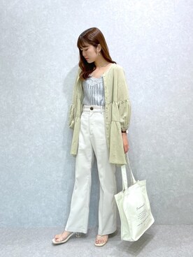 「へザー」｜「アイテム（スラックス）」を使った、ariさん（レディース・158cm）の春コーディネート