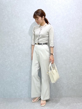 「へザー」｜「アイテム（スラックス）」を使った、ariさん（レディース・158cm）の春コーディネート