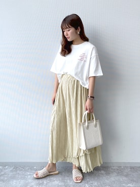 「Heather（ヘザー）のアソートクロップドＴシャツ　948601（Tシャツ/カットソー）」を使った、ariさん（レディース・158cm）の春コーディネート