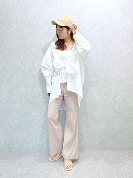 「ビッグシャツ」｜「アイテム（キャップ）」を使った、ariさん（レディース・158cm）の春コーディネート
