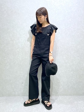 「Heather（ヘザー）のアイテム（サロペット/オーバーオール）」を使った、ariさん（レディース・158cm）の夏コーディネート