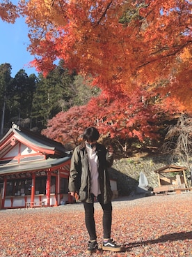 「Barbour（バブアー）のアイテム（ジャケット/アウター、グリーン系）」を使った、Kanami Amanoさん（レディース・159cm）の秋コーディネート