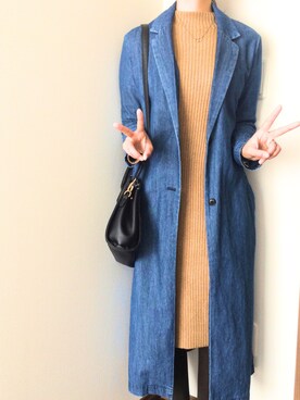 「Right-on（ライトオン）のアイテム（チェスターコート）」を使った、なすけさん（レディース・164cm）の冬コーディネート