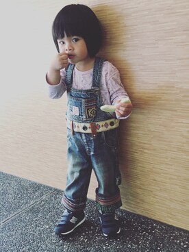 「CHILD CHAMP（チャイルドチャンプ）のアイテム」を使った、花小露さん（キッズ・80cm）の春コーディネート