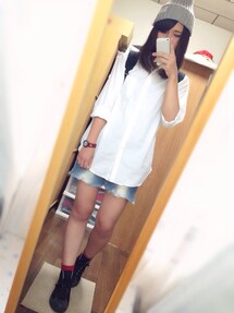 UNIQLO | ロングシャツ 無地ホワイト(シャツ/ブラウス)