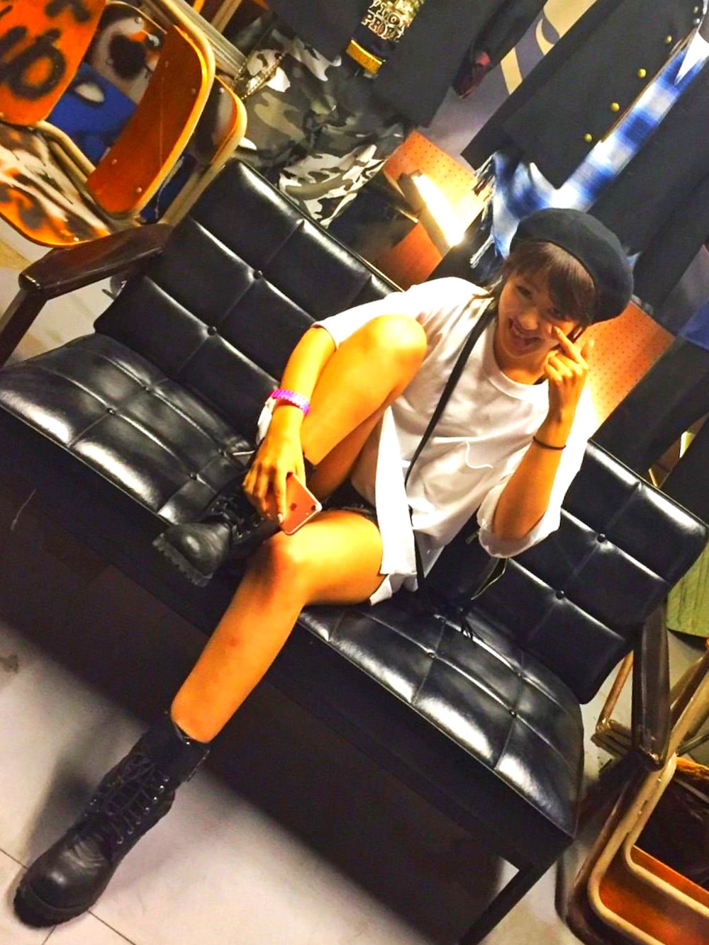 「high&low、fashion、ootd、coordinate、シンプル、Tシャツワンピ、鬼邪高校」｜「GUのアイテム（Tシャツ/カットソー、ホワイト系）」を使った、kimicoさん（レディース・163cm）の夏コーディネートの1枚目の写真