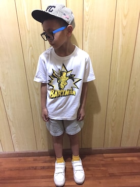 「BRONX（ブロンクス）のアイテム（帽子）」を使った、サム男とサム次さん（キッズ・120cm）の春コーディネート