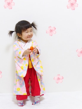 「きものコーディネート」｜「アイテム（浴衣）」を使った、KAEDE🍁さん（キッズ・80cm）の夏コーディネート