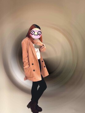 「RAINBOW（レインボー）のアイテム（パンツ）」を使った、fatbeeeさん（レディース・153cm）の冬コーディネート