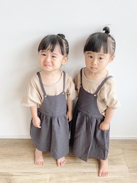 「双子コーデ」｜「アイテム（オールインワン・サロペット）」を使った、a___ i r a. さん（キッズ・90cm）の夏コーディネート