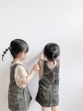 「西松屋（ニシマツヤ）のアイテム（サロペット/オーバーオール）」を使った、a___ i r a. さん（キッズ・90cm）の夏コーディネート