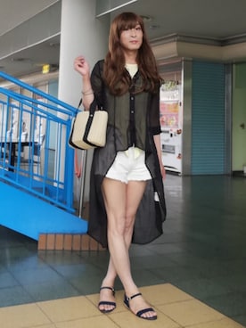 「CECIL McBEE（セシルマクビー）のアイテム（シャツワンピース）」を使った、youkoさん（レディース・170cm）の夏コーディネート