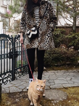 「猫」｜「アイテム（その他アウター）」を使った、120303rさん（レディース・168cm）の冬コーディネート