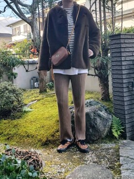 「ROKU」｜「アイテム（その他アウター）」を使った、120303rさん（レディース・168cm）の冬コーディネート