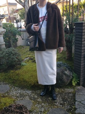 「ROKU」｜「アイテム（その他アウター）」を使った、120303rさん（レディース・168cm）の冬コーディネート