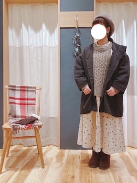 「ブラウンニット」｜「アイテム（その他アウター）」を使った、m o eさん（レディース・152cm）の秋コーディネート