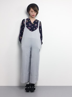 「DOUBLE NAME（ダブルネーム）のアイテム（サロペット/オーバーオール）」を使った、karinさん（レディース・166cm）の春コーディネート