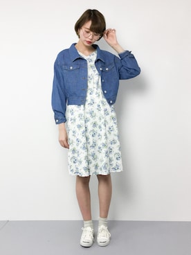 「one after another NICE CLAUP（ワンアフターアナザーナイスクラップ）のアイテム（デニムジャケット）」を使った、karinさん（レディース・166cm）の春コーディネート