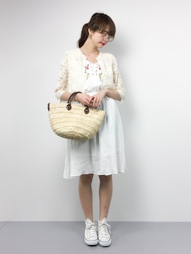 「STRAWBERRY-FIELDS（ストロベリーフィールズ）のアイテム（ノーカラージャケット）」を使った、karinさん（レディース・166cm）の春コーディネート