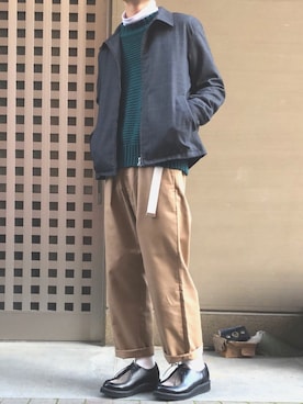 「チロリアンシューズ」｜「アイテム（ブルゾン）」を使った、間井谷　勇生【大阪美容師】さん（メンズ・169cm）の冬コーディネート