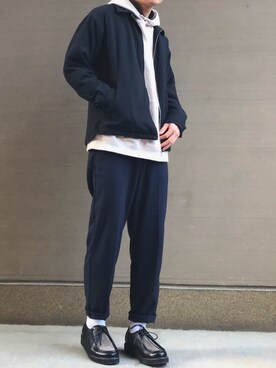 「チロリアンシューズ」｜「アイテム（ブルゾン）」を使った、間井谷　勇生【大阪美容師】さん（メンズ・169cm）の冬コーディネート