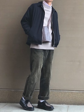 「チロリアンシューズ」｜「アイテム（ブルゾン）」を使った、間井谷　勇生【大阪美容師】さん（メンズ・169cm）の春コーディネート
