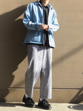 「ステッチ」｜「アイテム（その他アウター）」を使った、間井谷　勇生【大阪美容師】さん（メンズ・169cm）の春コーディネート