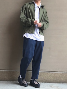 「チロリアンシューズ」｜「アイテム（ブルゾン）」を使った、間井谷　勇生【大阪美容師】さん（メンズ・169cm）の春コーディネート