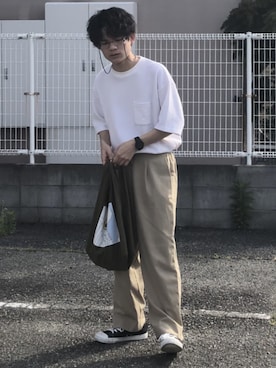 「ワッフル」｜「アイテム（財布/小物）」を使った、間井谷　勇生【大阪美容師】さん（メンズ・169cm）の夏コーディネート