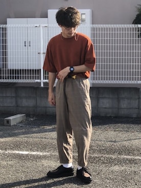「チロリアンシューズ」｜「アイテム（財布/小物）」を使った、間井谷　勇生【大阪美容師】さん（メンズ・169cm）の夏コーディネート